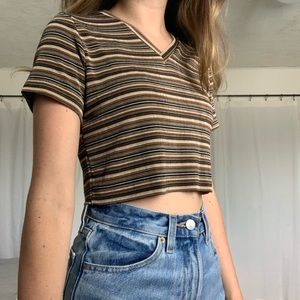 Vintage 90s brown striped top